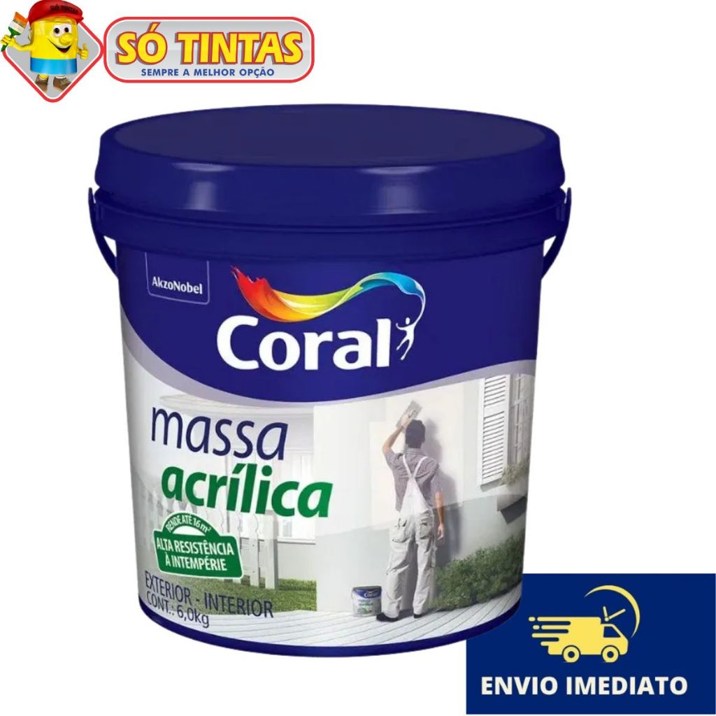 Massa Acrílica Coral 3,6 e 18 Litros Interior Exterior Secagem Rápida em Oferta na Shopee