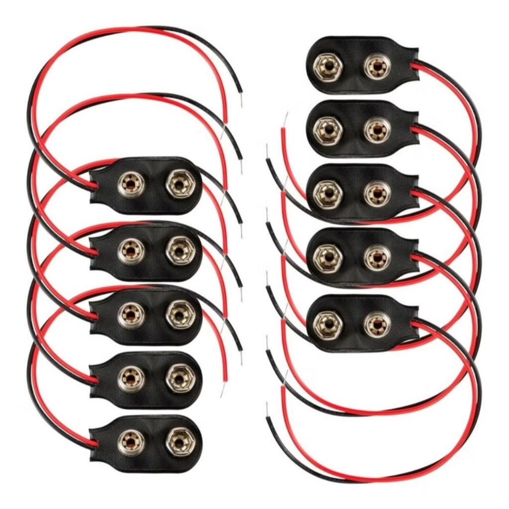 Conector Clip Para Bateria 9V Com Rabicho - 10 Peças