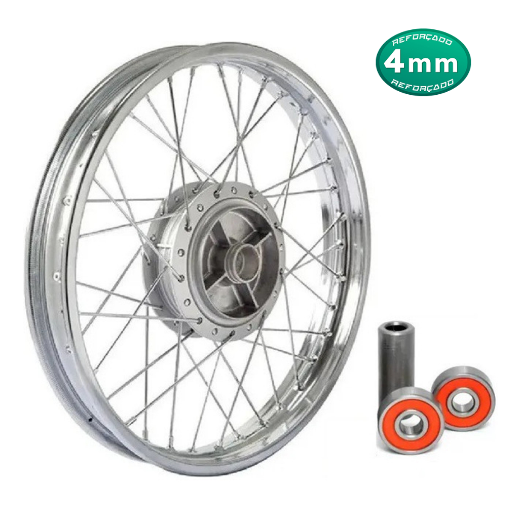 Roda Traseira 4mm Cg Titan Fan 150 Com Rolamentos e Espaçador