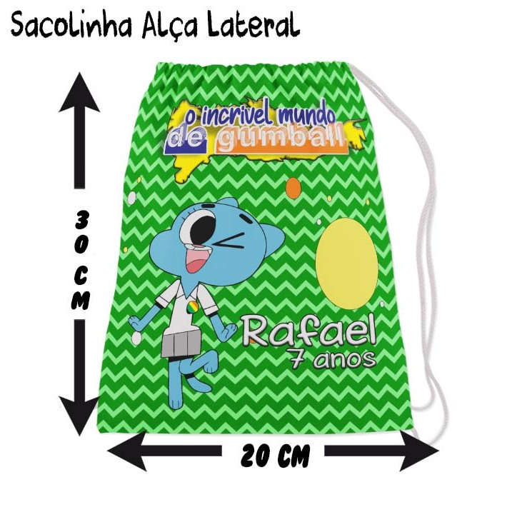 Kit Mochilinha Sacolinha Mochila Saco Sacochila Saquinho Lembrancinha Brinde Aniversario Personalizadas Festa Gumball
