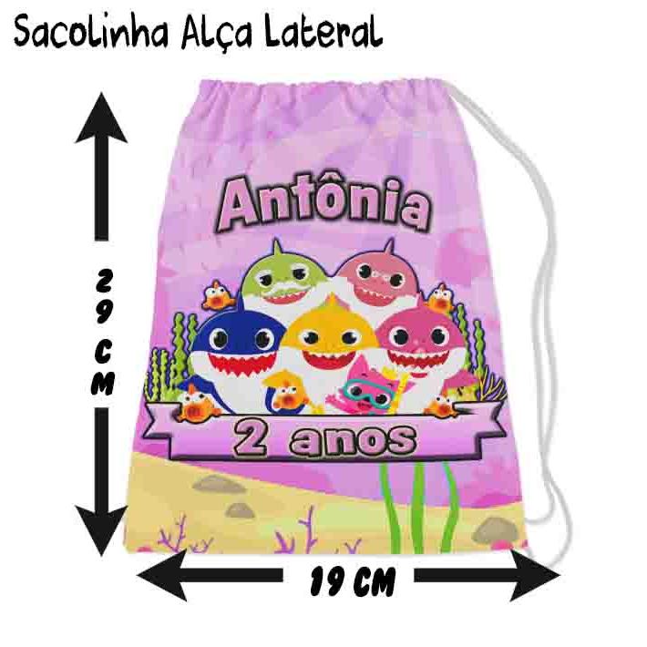 Kit Mochilinha Sacolinha Mochila Saco Sacochila Saquinho Lembrancinha Brinde Aniversario Personalizadas BaBy Shark