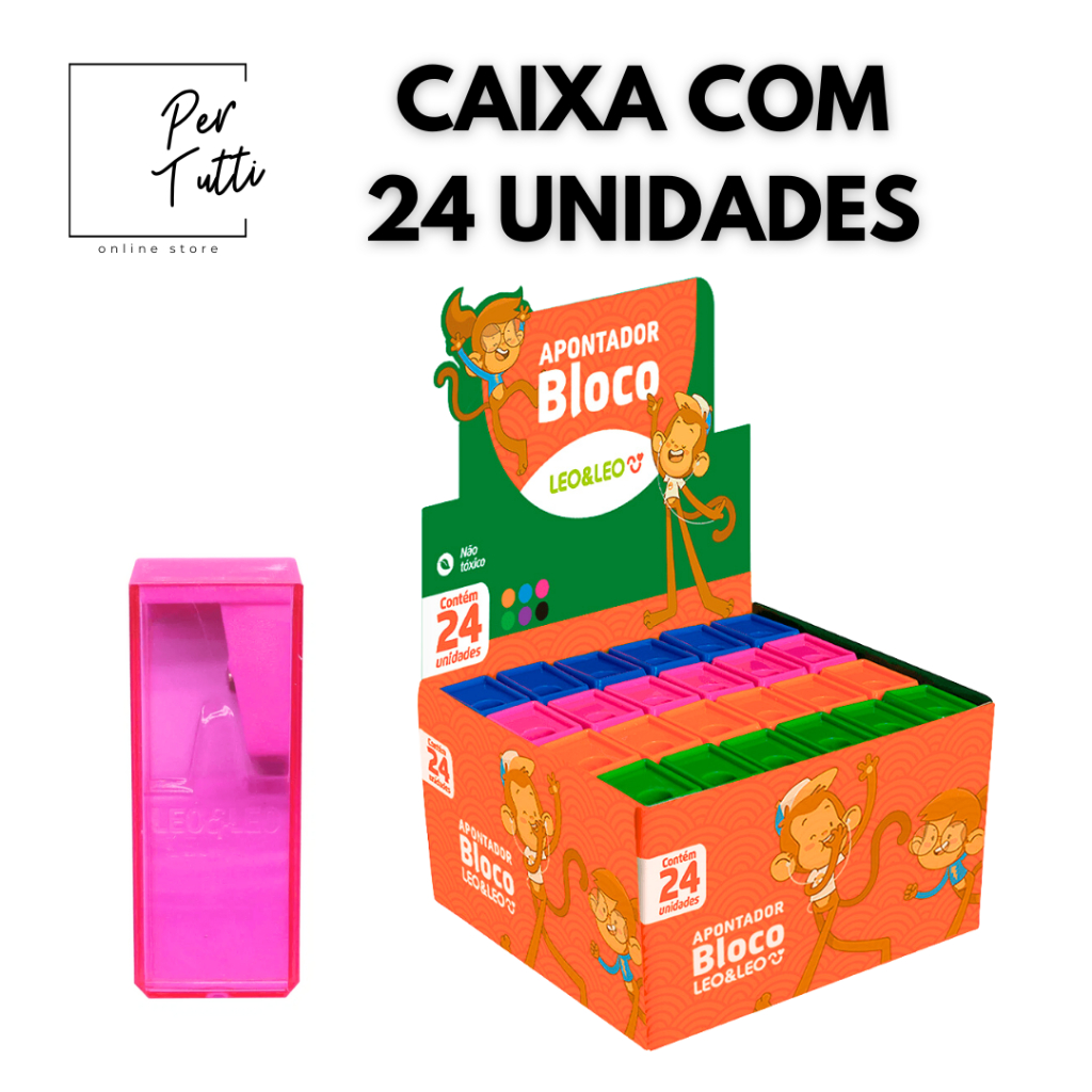 Apontador Bloco 6Cm C/Deposito Cx/24 Und Leoeleo em Oferta na Shopee