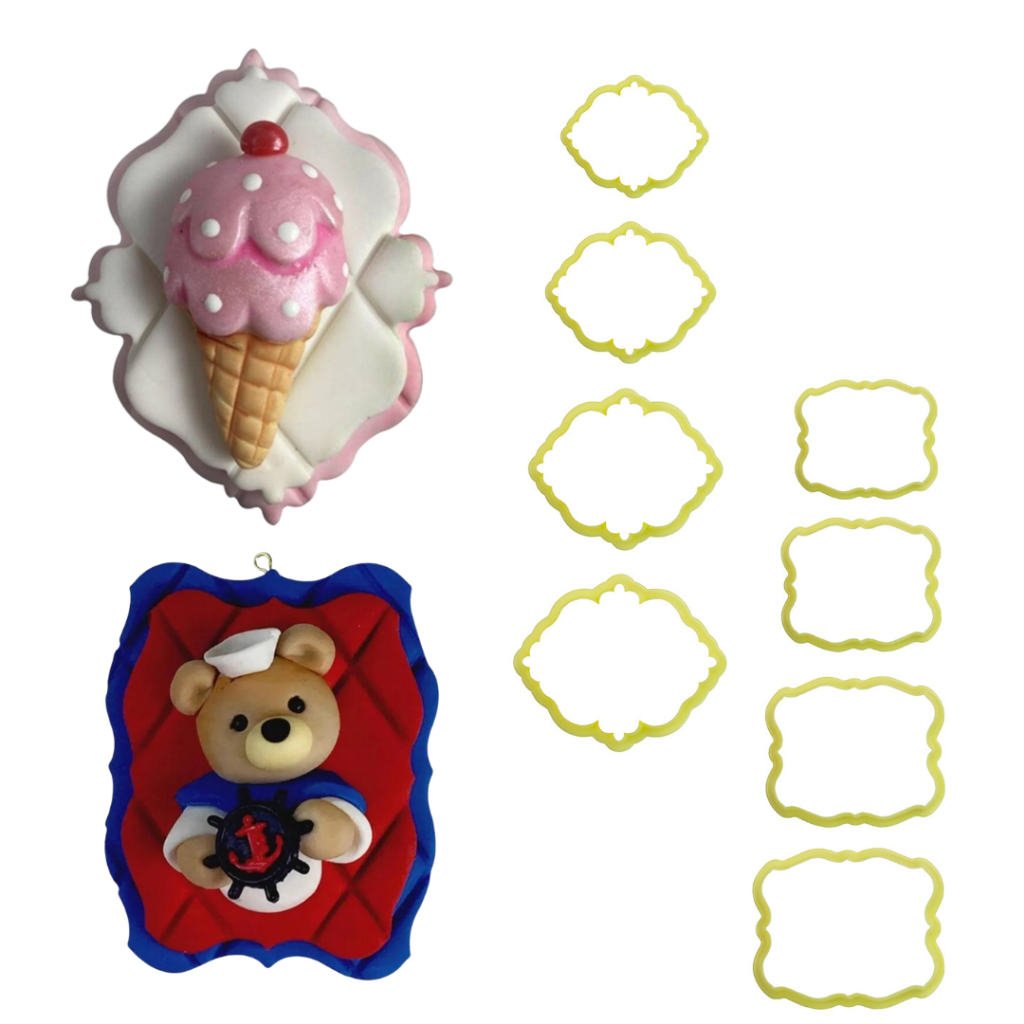 Cortador de Moldura Com 4 Peças Para Massa Biscoito Artesanato Em Biscuit Fundo Elegante BlueStar