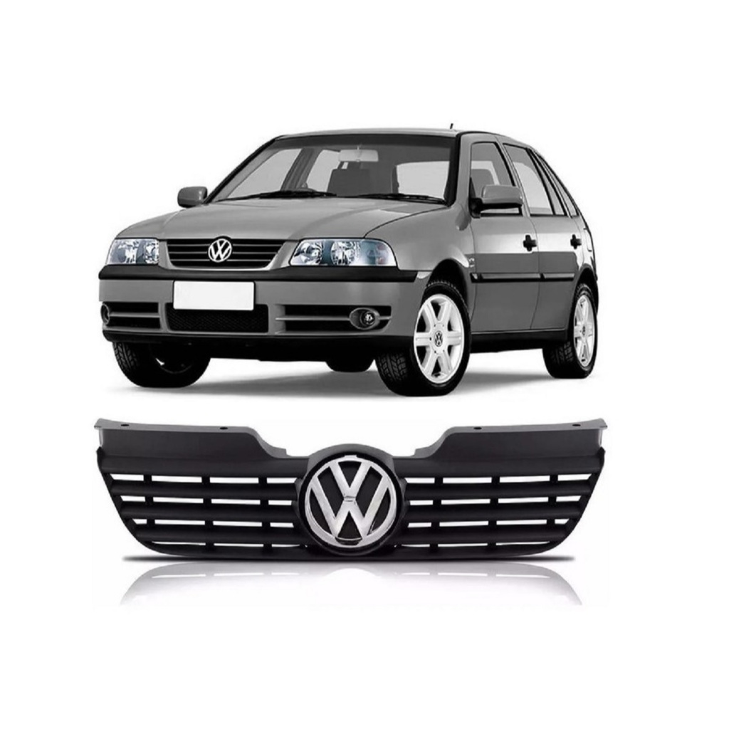 kit da Grade do Parachoque Radiador Preta Frontal do Gol G3 2000 2001 2002 e com Emblema Volks cromado Renova seu carro