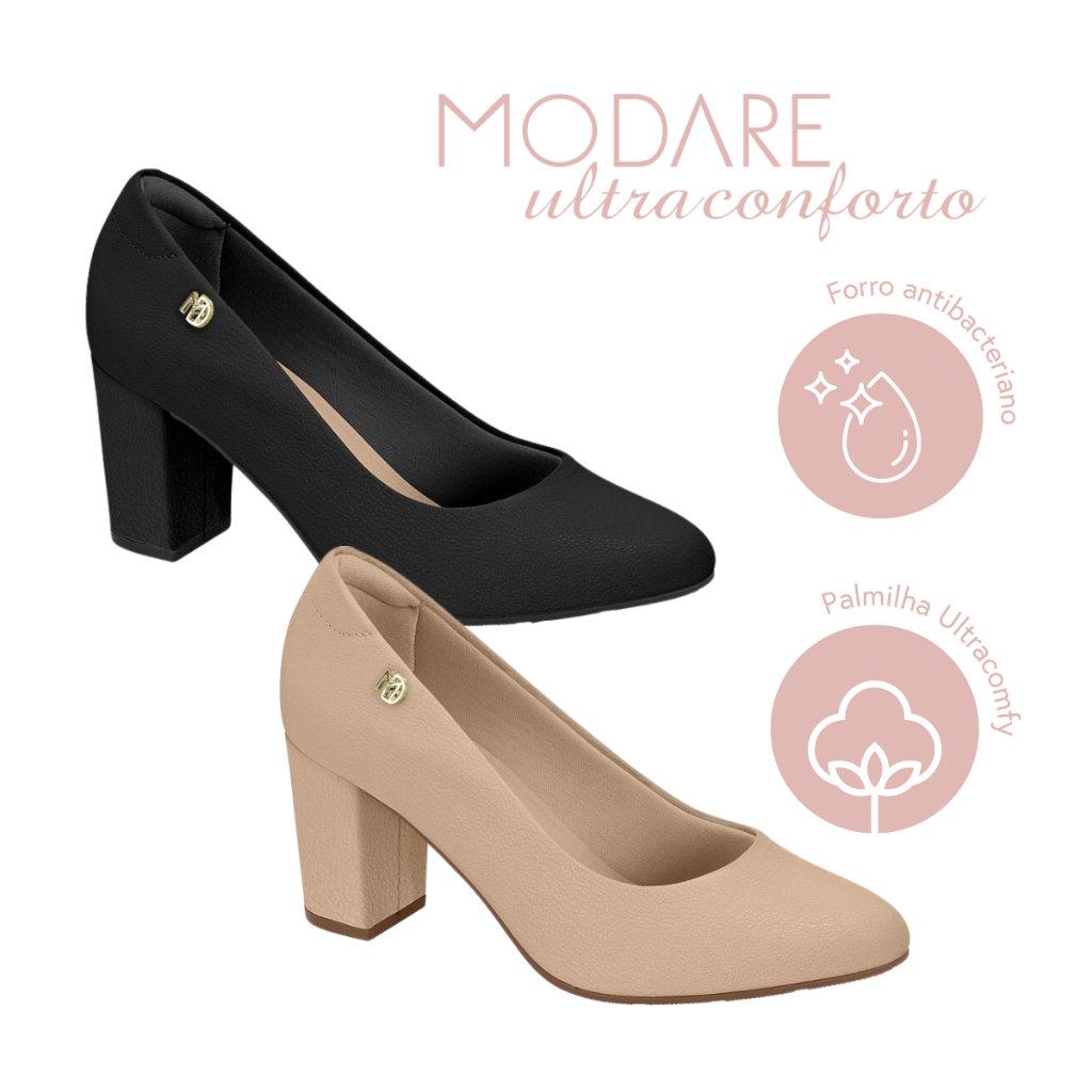 Salto Bloco alto grosso sandália feminina confort modare em Oferta na Shopee