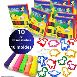 Kit 10 Cx Massinha de Modelar + 10 Cortador Molde Kit Festa Lembrancinha Infantil Escolar em Oferta na Shopee