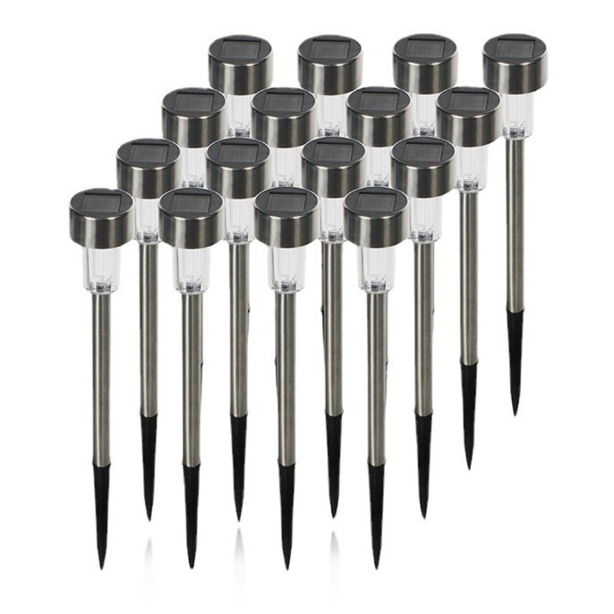 kit 5/10un luz Solar Balizador Chão Prata Decoração Jardim Quintal cor de luz branco quente frio RGB em Oferta na Shopee