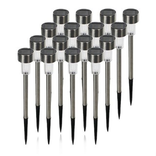 kit 5/10un luz Solar Balizador Chão Prata Decoração Jardim Quintal cor de luz branco quente frio RGB em Oferta na Shopee