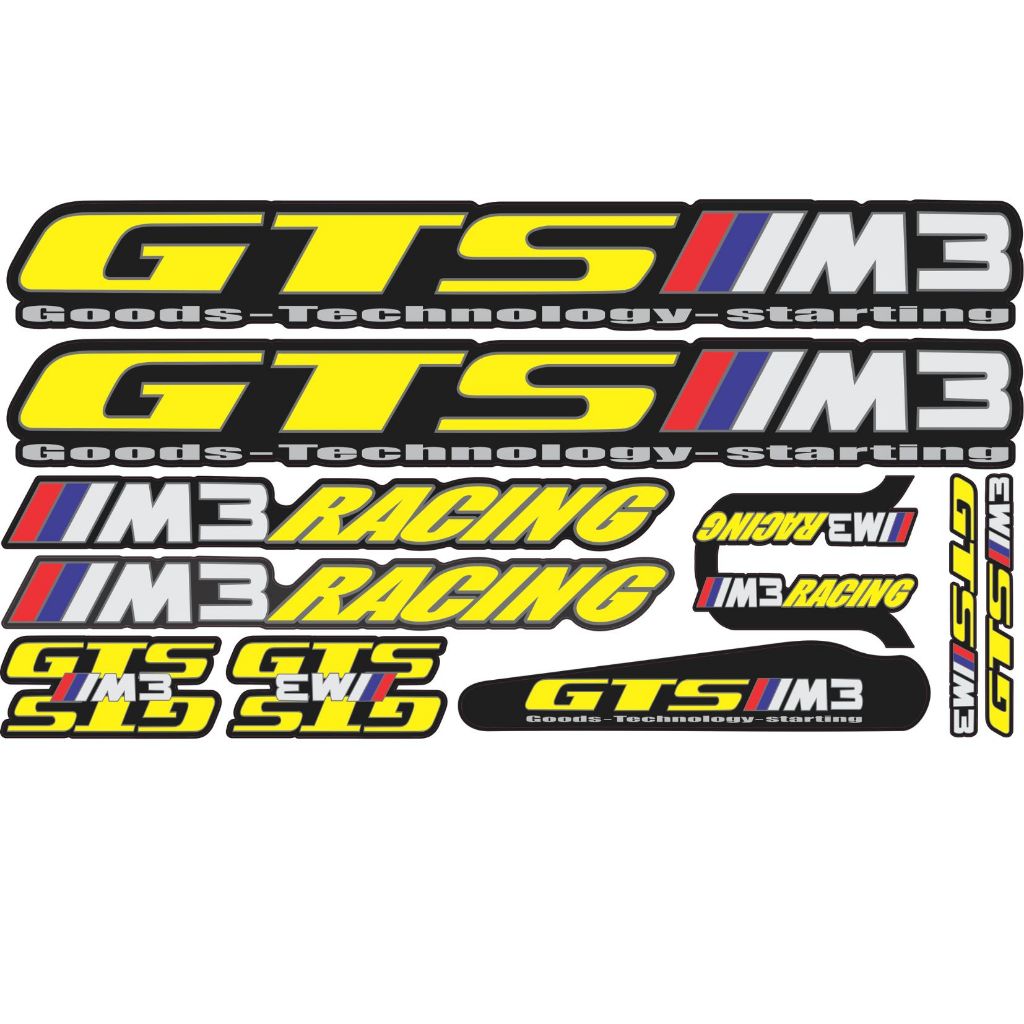 Kit Adesivo de quadro GTS M3 Mountain bike MB Amarelo Completo