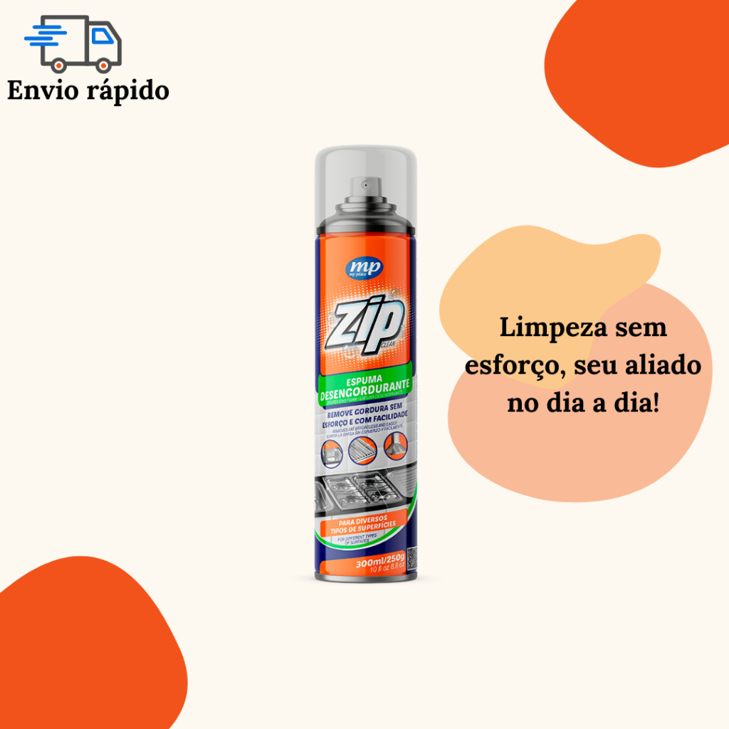 Espuma Desengordurante Spray 300ml/250gr Zip Clean - My Place