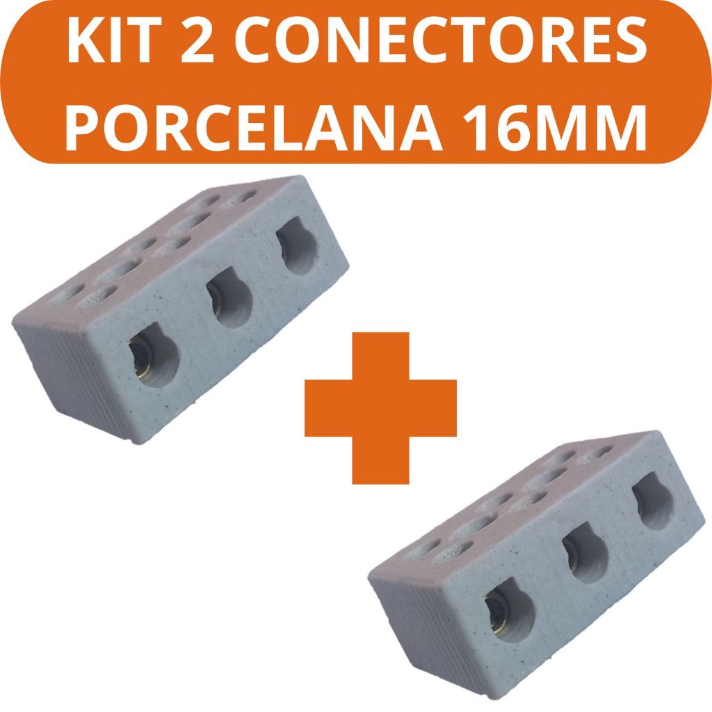 Kit 2 Conector De Porcelana Bipolar ou Tripolar Cabo de 10mm/16mm 360v 2 Polos 3 Polos Chuveiro