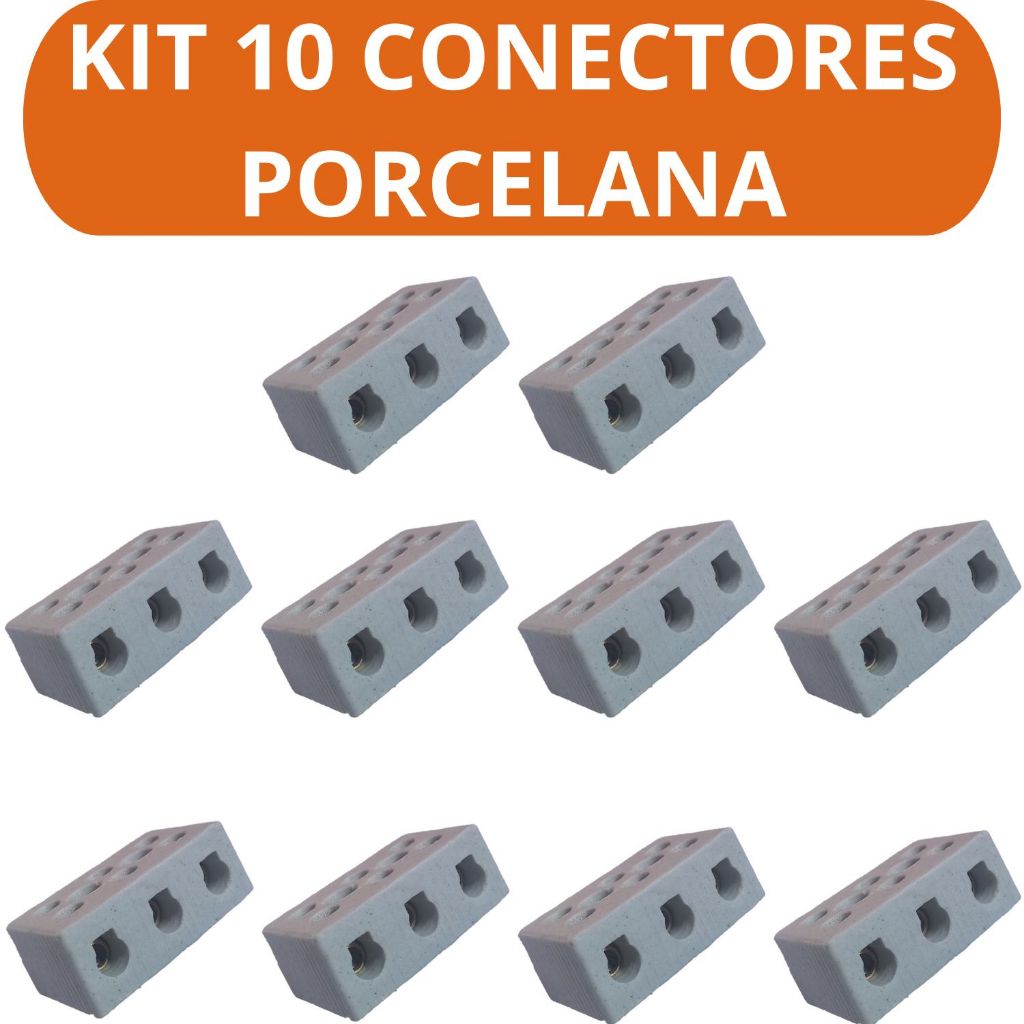 Kit 10 Conector De Porcelana Bipolar ou Tripolar Cabo de 16mm 360v 2 Polos 3 Polos Chuveiro