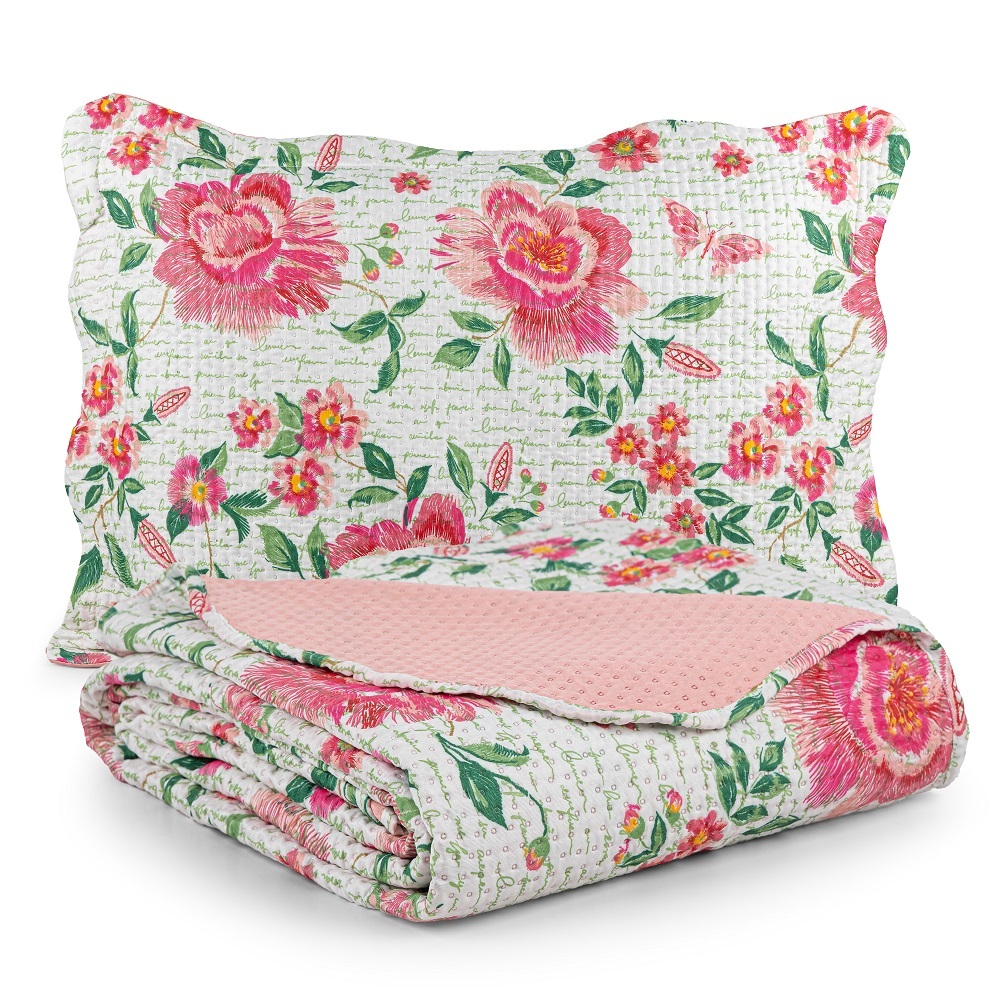 Colcha Cobre Leito Solteiro 2 Peças Capri Dupla Face Estampado