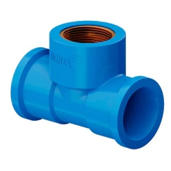 Te PVC Soldável Azul Bucha Latão 20mm X 1/2" Tigre