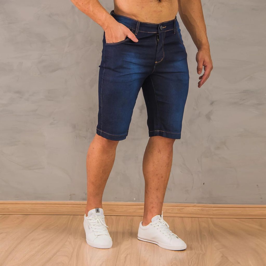 Bermuda Jeans Masculina Com Elastano Confortavel Qualidade Premium Direto da Fabrica
