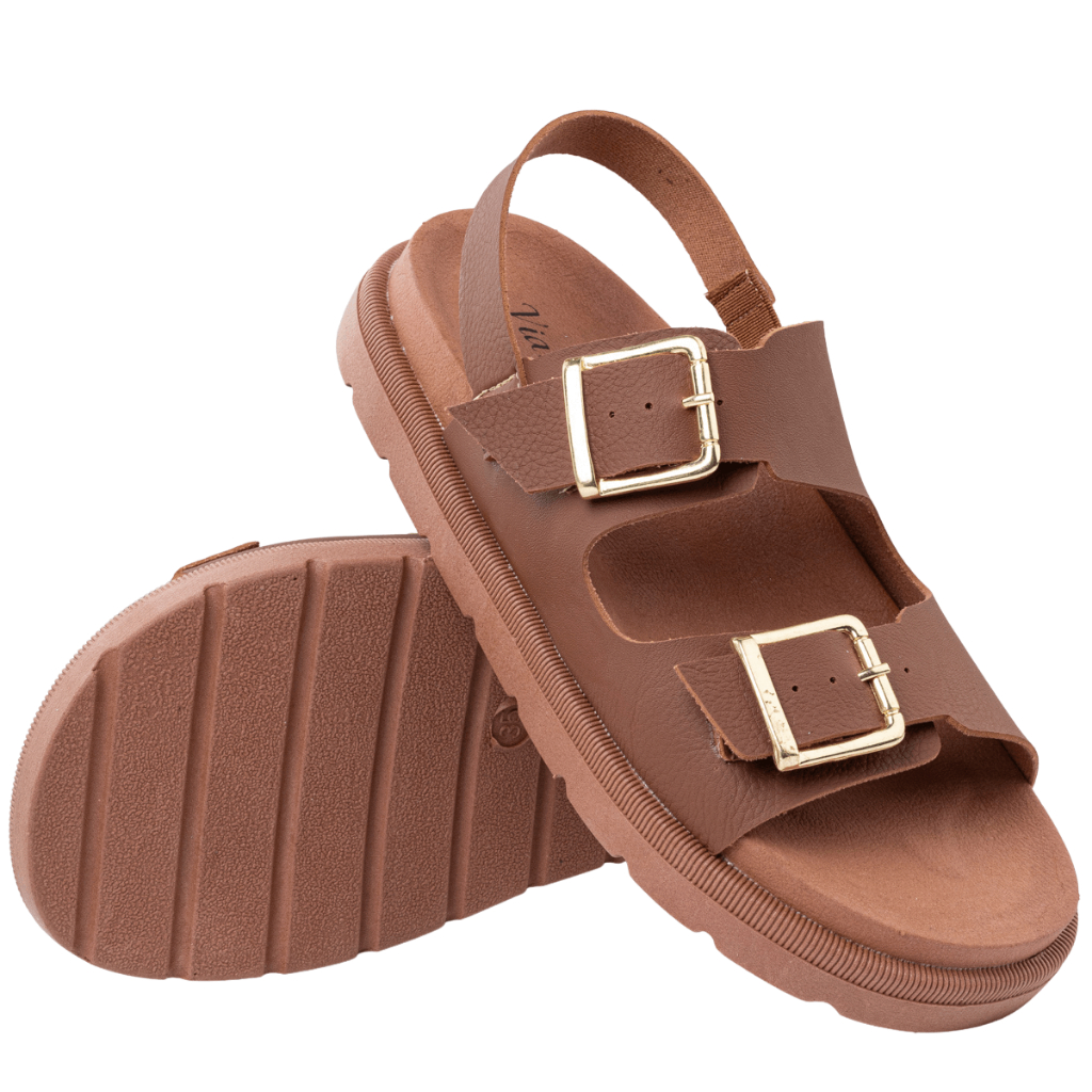 Sandália Papete Feminina Plataforma Fivela Flatform Confortável Estilosa Dia a Dia Via Angel 8304