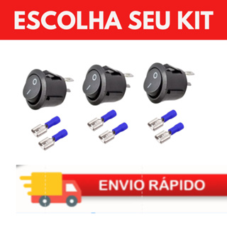 KIT CHAVE REDONDA PRETA COM  2 TERMINAL FÊMEA AZUL - 2 á 10 KITS em Oferta na Shopee
