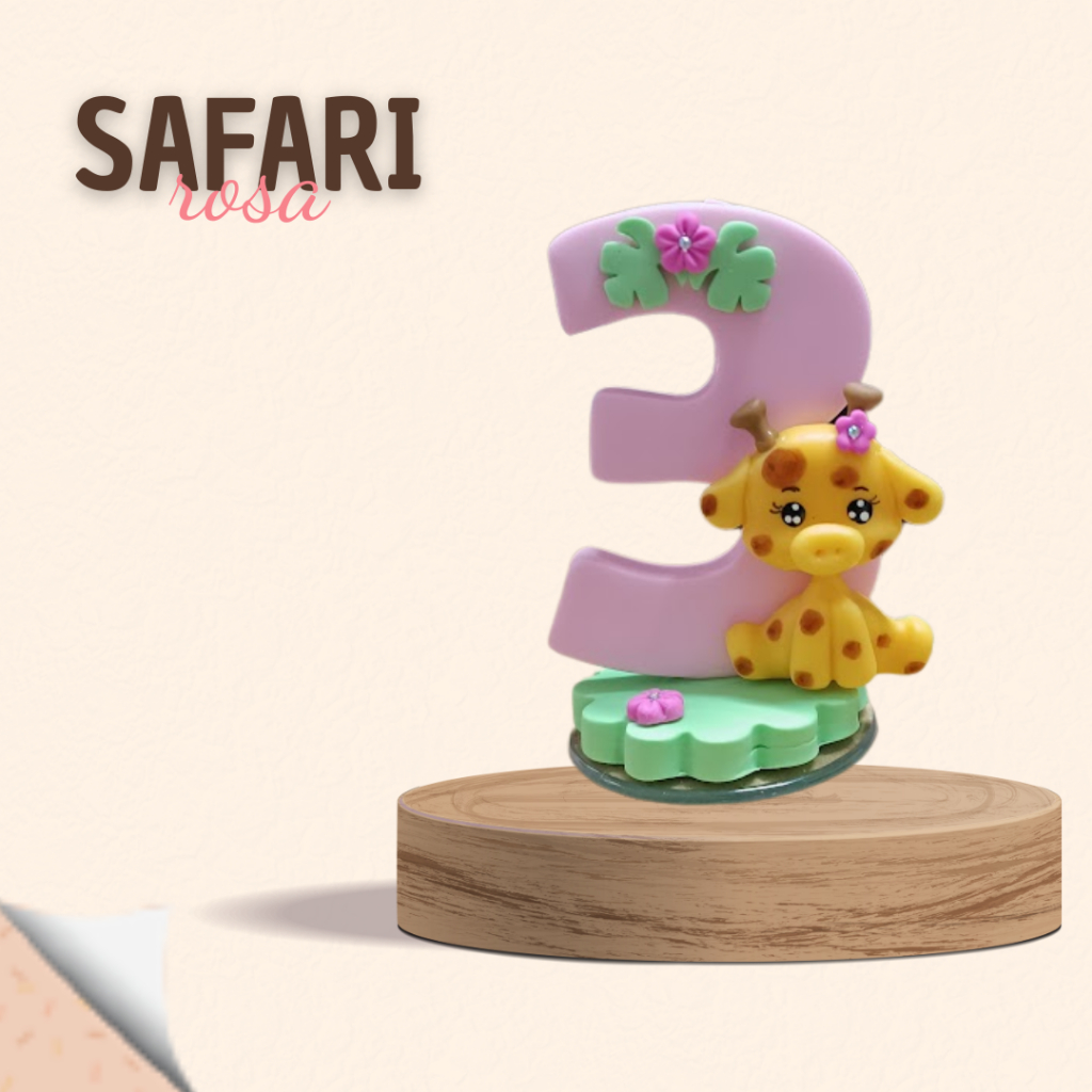 Vela Safari Rosa em Biscuit em Oferta na Shopee