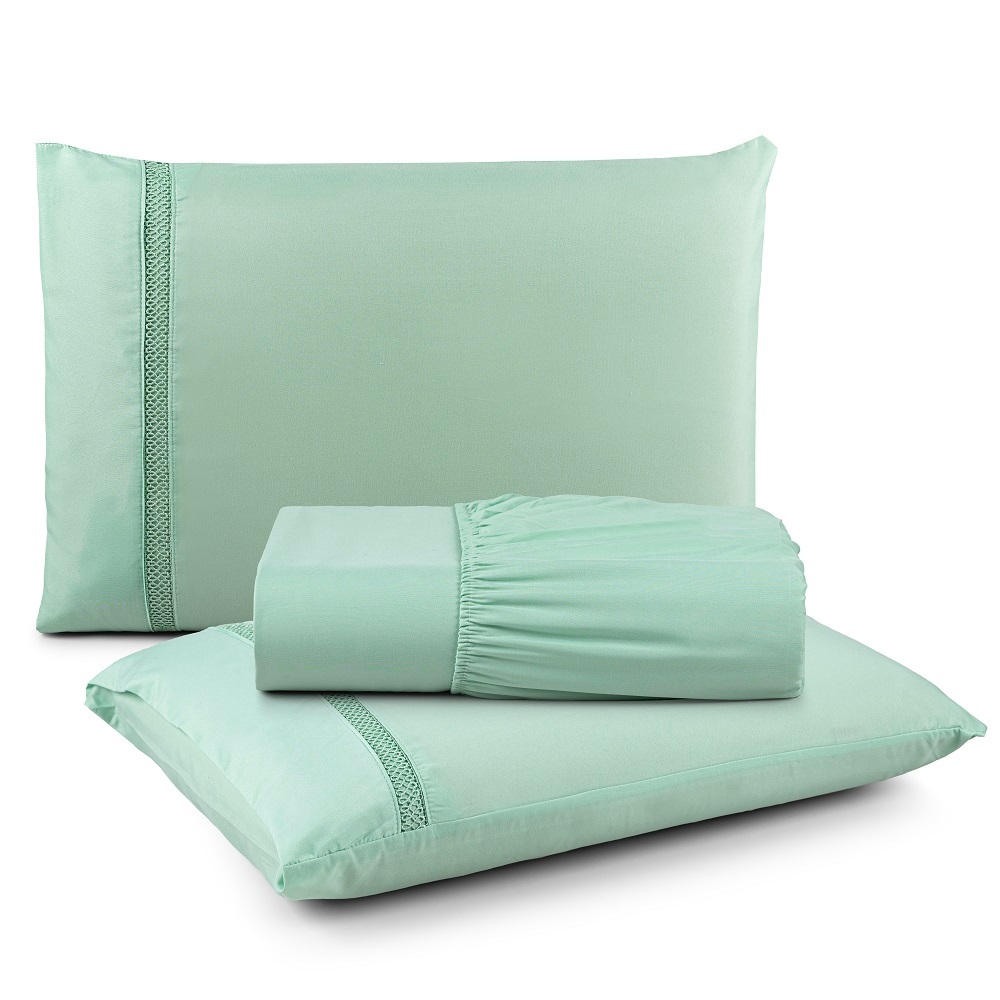 Jogo de Lençol Queen 3 Peças Percal 300 Fios Ponto Infinito em Oferta na Shopee