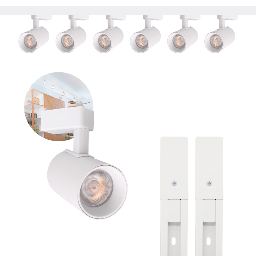 Kit Trilho Eletrificado 2m Branco + 6 Spots Led 10w Frio