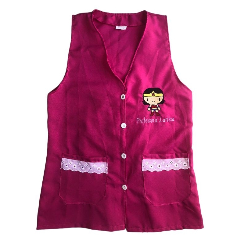 Avental/Jaleco Professora Plus Size Personalizado/Bordado Incluso do G1 ao G3