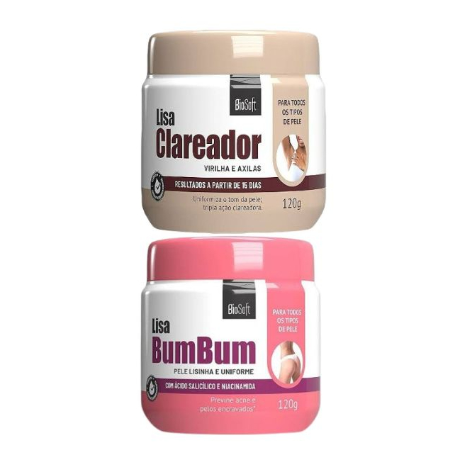 Kit lisa bumbum + lisa claredor virilha e axilas bio soft 120g em Oferta na Shopee