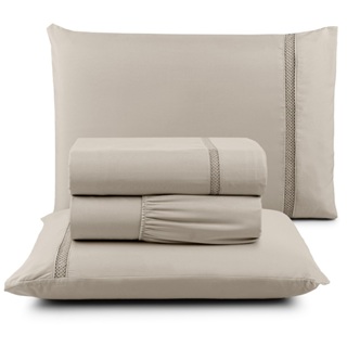 Jogo de Lençol Solteiro Casal Queen King 4 e 3 Peças Percal 300 Fios Ponto Infinito em Oferta na Shopee