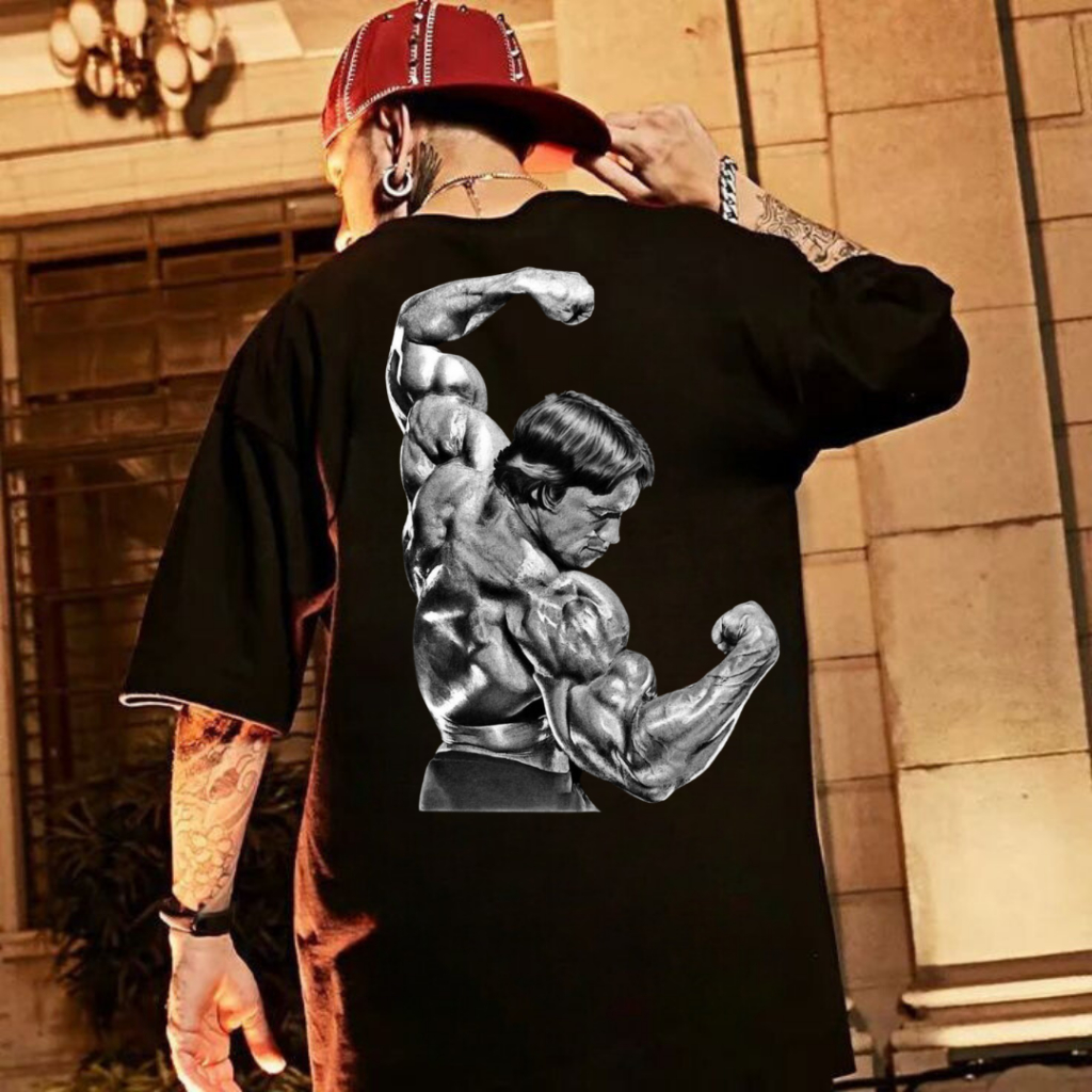 Camiseta Masculina Oversized e Plus Size Treino Academia Bodybuilder Arnold