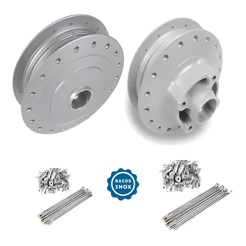 Cubo Dianteiro E Traseiro Cg 125 Fan Ks Es Freio Tambor 2009 Á 2013 Raios Inox 3.5 MM