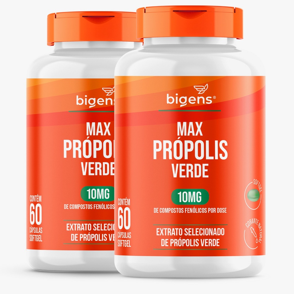 BIGENS KIT 2X MAX PRÓPOLIS 60 CAPS BIOGENS em Oferta na Shopee