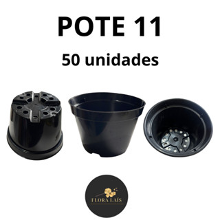 Kit 50 Vasos Plásticos Preto Pote 11 para mudas/plantio/suculentas/cactos em Oferta na Shopee