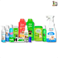 Kit Higiene e Banho Completo Para Cães E Gatos Filhotes Pet Clean Cuidados com o Pelo e Saúde Bucal