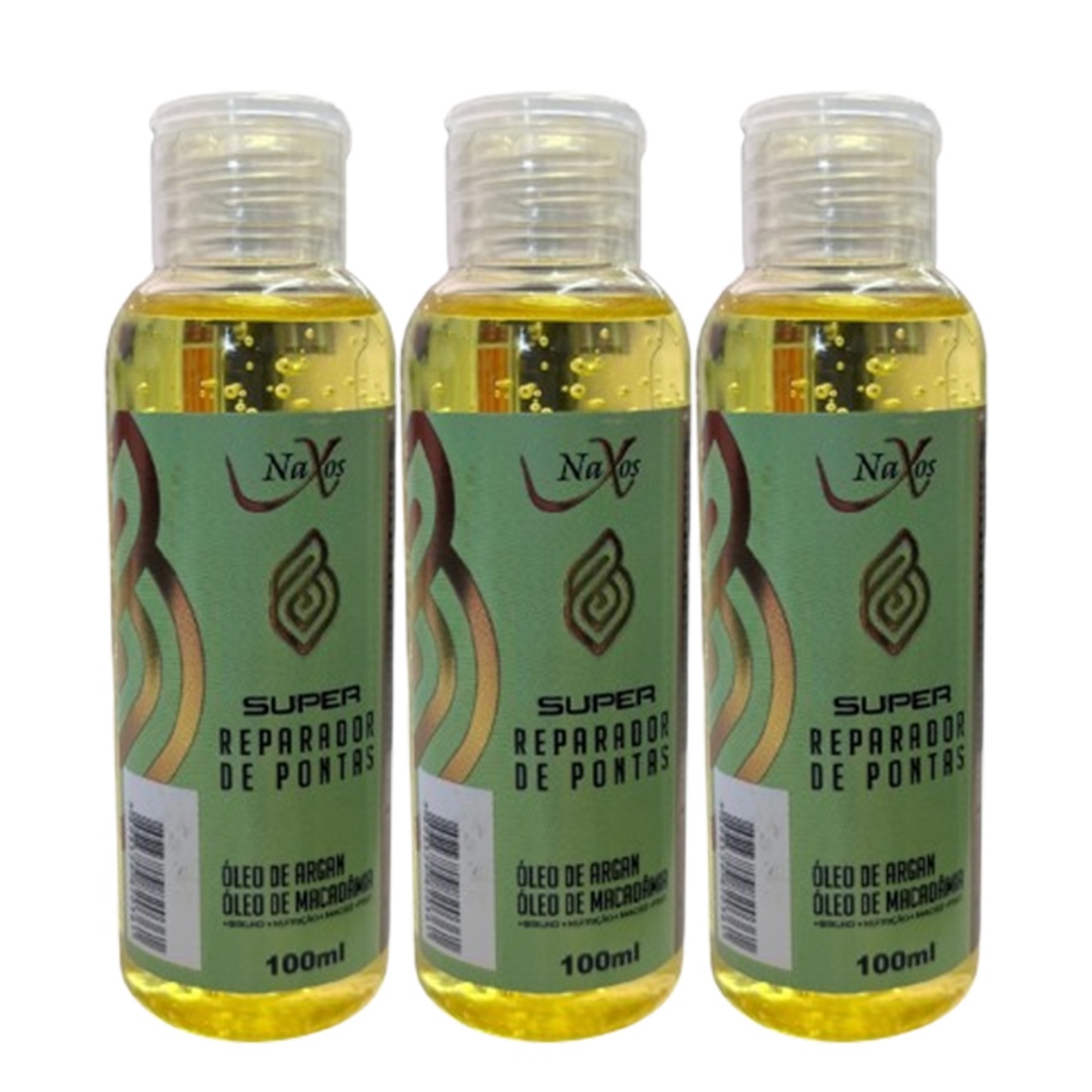 Kit 3 Reparador De Pontas Argan 100ml - Naxos em Oferta na Shopee