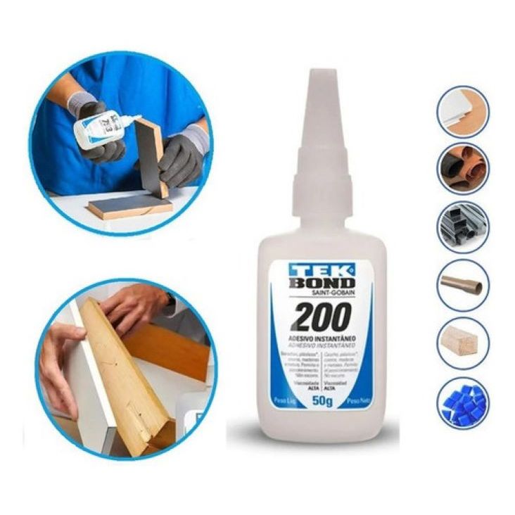 Kit 10 Adesivos Instantâneo 200 50g Tekbond Super Bond Fixação Rápida Conserte móveis Utensílios