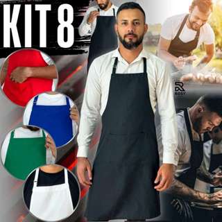 Kit 08 Avental Cozinha Churrasqueiro Garçom Com Bolso Ajustável em Oferta na Shopee