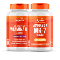 BIGENS KIT C/ VITAMINA D3 2000UI+ K2 MK-7 100MCG, 60 CAPS BIOGENS