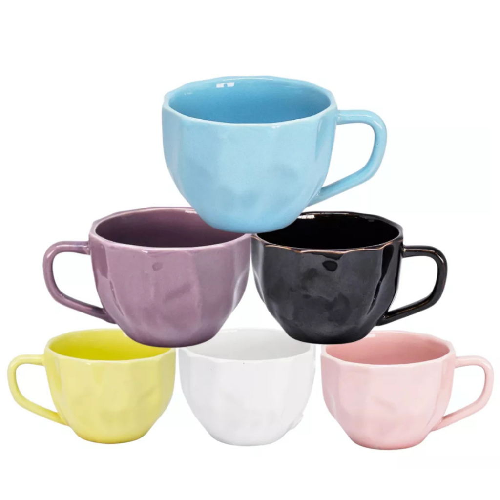 Kit Xícara Prisma Porcelana Jogo Com 6 Peças Londres Café Chá Premium 200ML