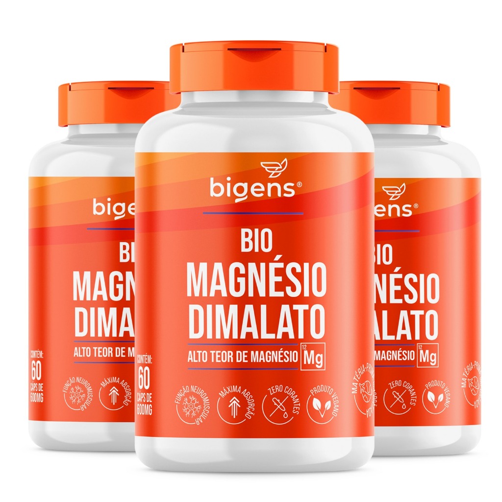 BIGENS KIT 3X BIO MAGNESIO 60 CÁPSULAS BIOGENS em Oferta na Shopee