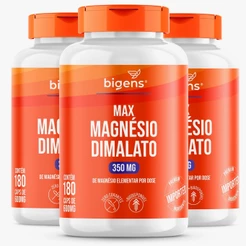 KIT 3X BIGENS MAX MAGNESIO DIMALATO 180 CAPS BIOGENS