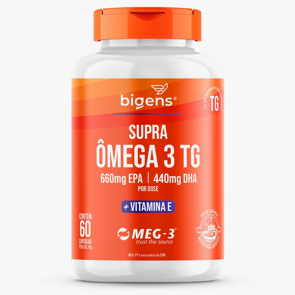 Supra Ômega 3 + Vitamina E, 660mg EPA | 440mg DHA, selo  MEG-3®, 60 cápsulas, Bigens em Oferta na Shopee