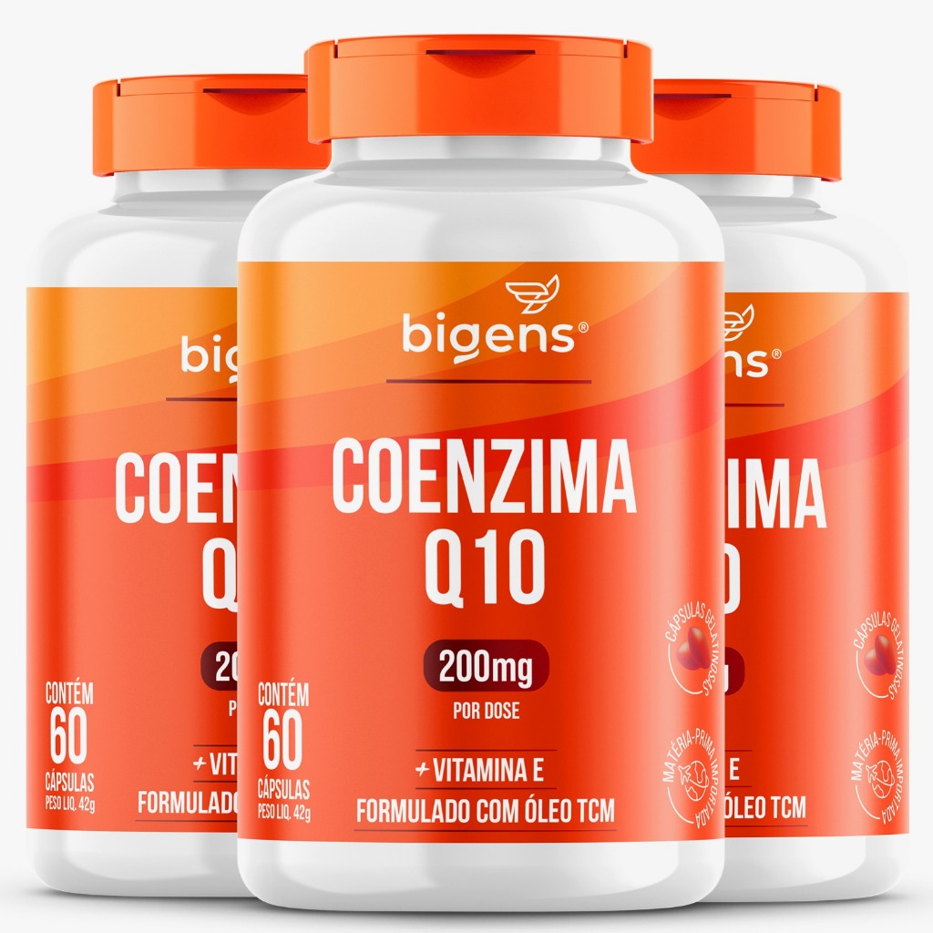 BIGENS KIT 3X COENZIMA Q10 200MG + VITAMINA E 60 CAPS BIOGENS em Oferta na Shopee