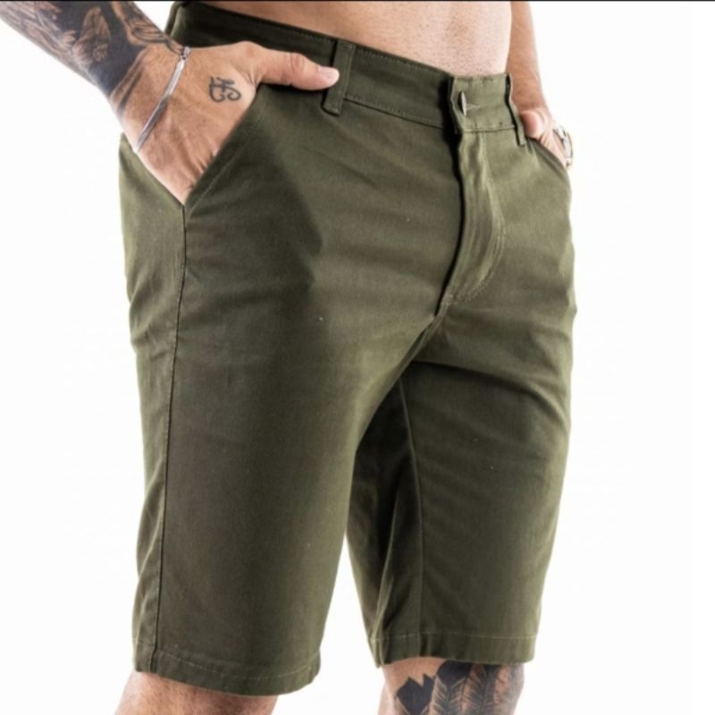 Bermuda Masculina Social Premium Short Sarja Brim Algodao Liso