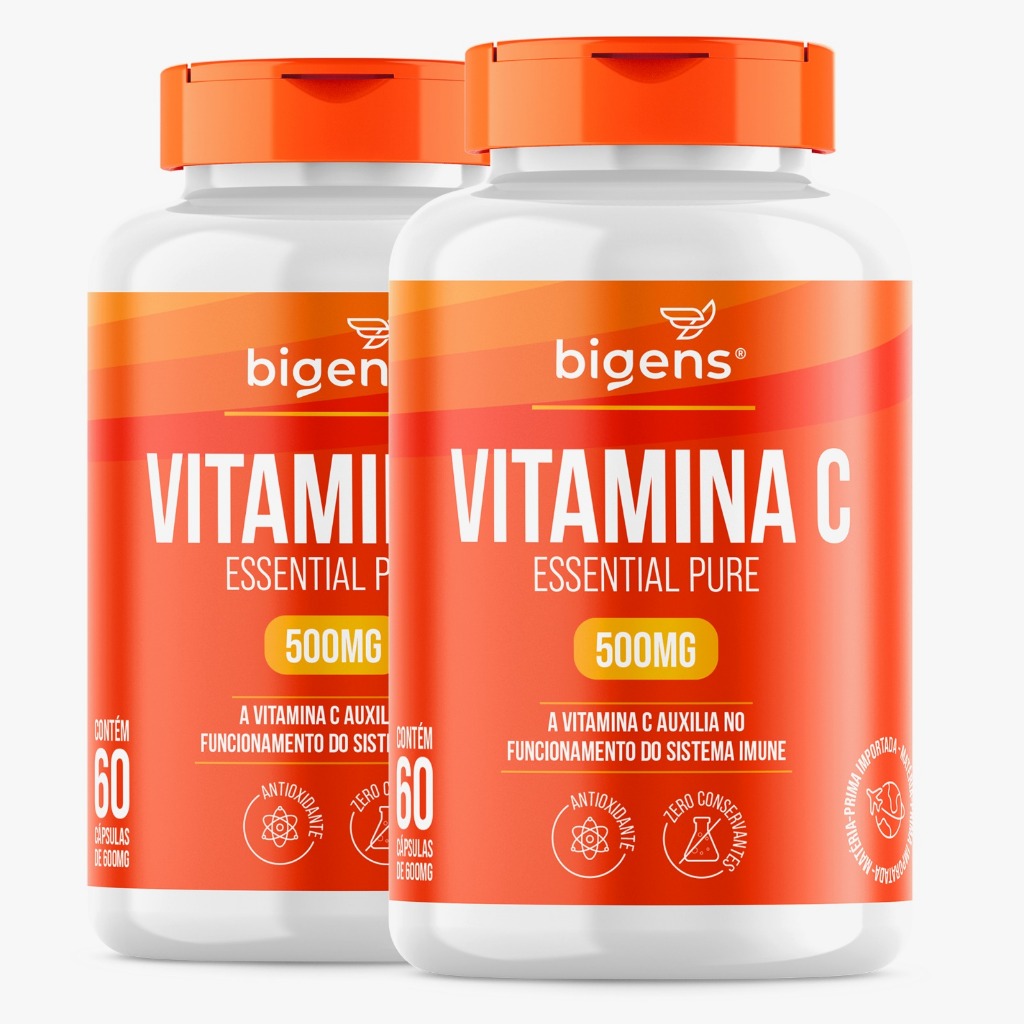 BIGENS KIT 2X VITAMINA C ESSENTIAL PURE 500MG 60 CÁPSULAS BIOGENS em Oferta na Shopee