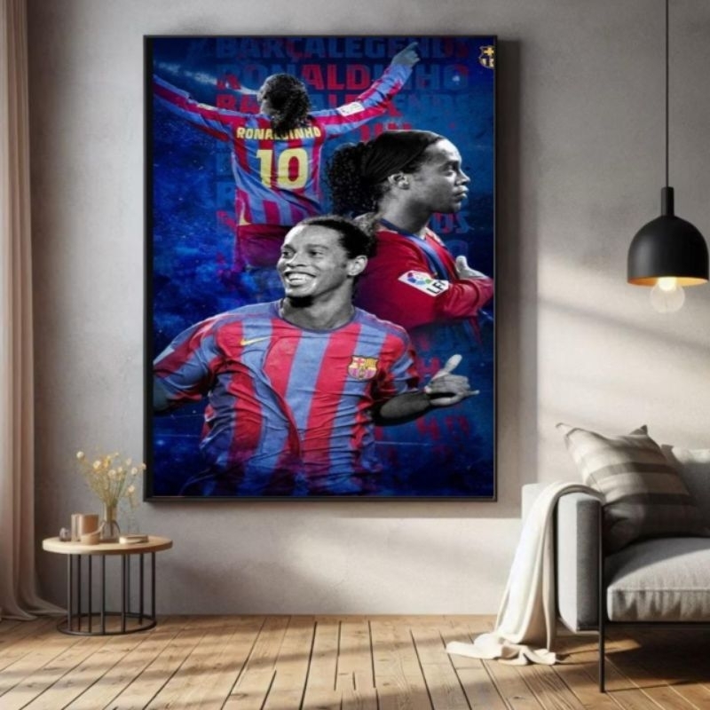 Quadro Decorativo Ronaldinho Barcelona em mdf
