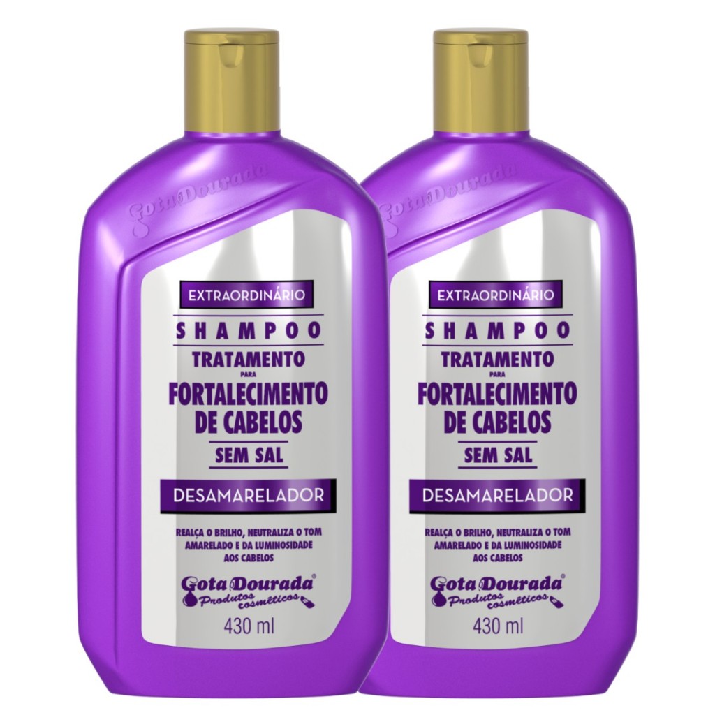 Kit 2un Shampoo Desamarelador Gota Dourada Cabelos Platinados Matizador em Oferta na Shopee
