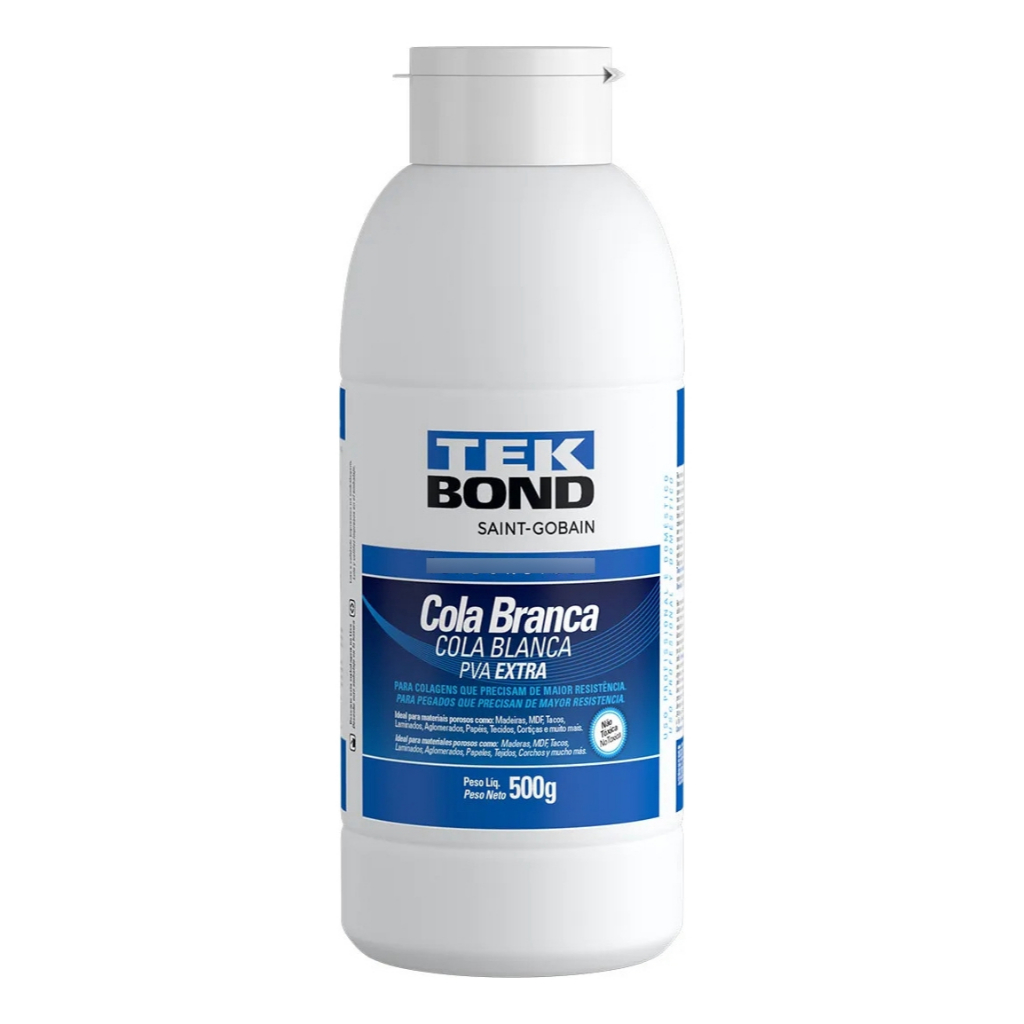 Cola Branca Tekbond Extra Pva 500g Adesivo Madeira Cola Líquida Papel Isopor Tecido Laminado Fórmica