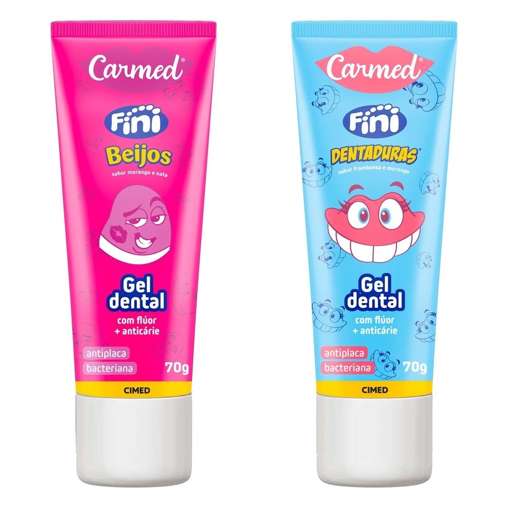 Kit Gel Dental Carmed Fini Beijos+ Dentadura 70g - 2 unidades
