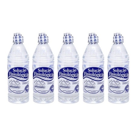Soro Solução Fisiológica Kit c/ 5 unid Arboreto 500ml - Bico gotejador