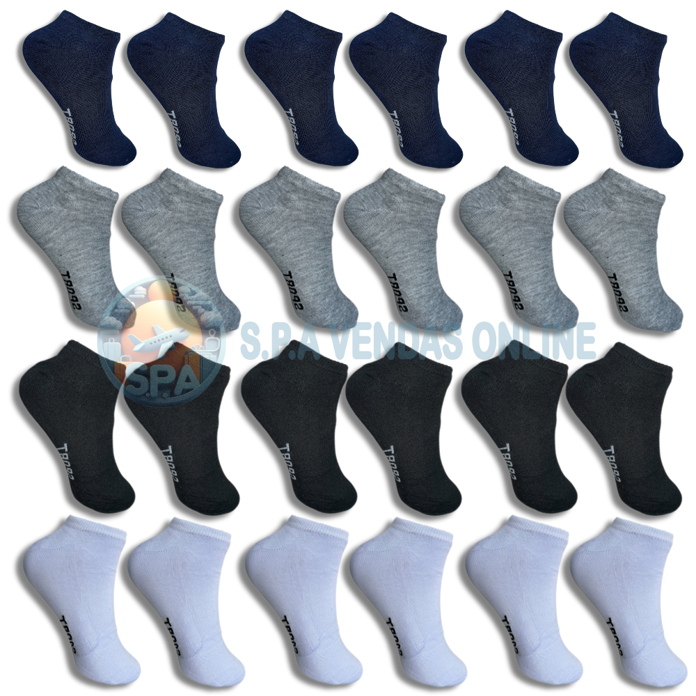 Kit 24 Pares de Meias Soquete Esporte Cano Curto Algodão Masculina Feminina Unissex Esportiva em Oferta na Shopee