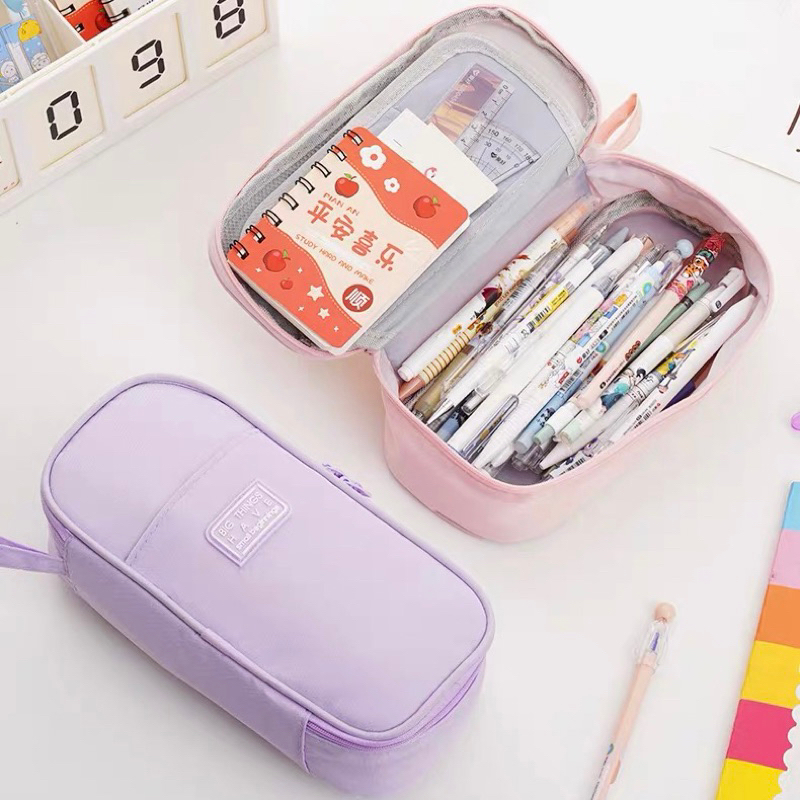 Estojo De Lápis De Grande Capacidade Camada Escolar em Oferta na Shopee